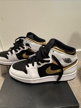 Nike Black White Gold High-Top Sneakers